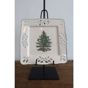 Spode Christmas Tree Pierced Square Tray Plate 7.5"